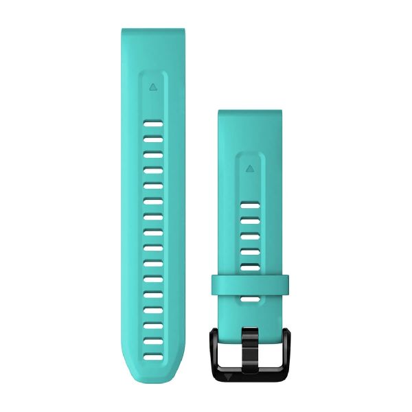 QuickFit® 20 Watch Bands - Aqua Silicone with Black Hardware - 194 mm