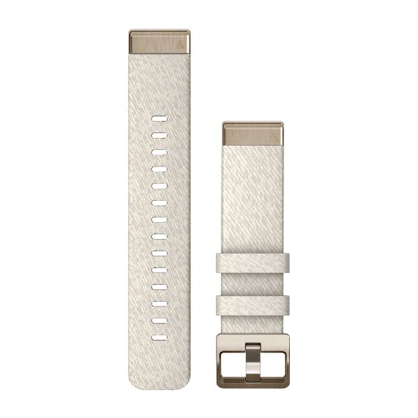 QuickFit® 20 Watch Bands - Cream Heathered Nylon with Cream Gold Hardware - 194 mm