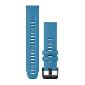 Bracelets de montre QuickFit® 22 - Silicone Bleu céruléen avec Fermeture Noir - 219 mm