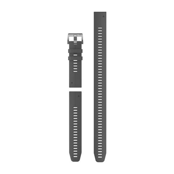 QuickFit® 22 Watch Bands - Slate Gray Silicone with Silver Hardware - (3-piece) 358 mm