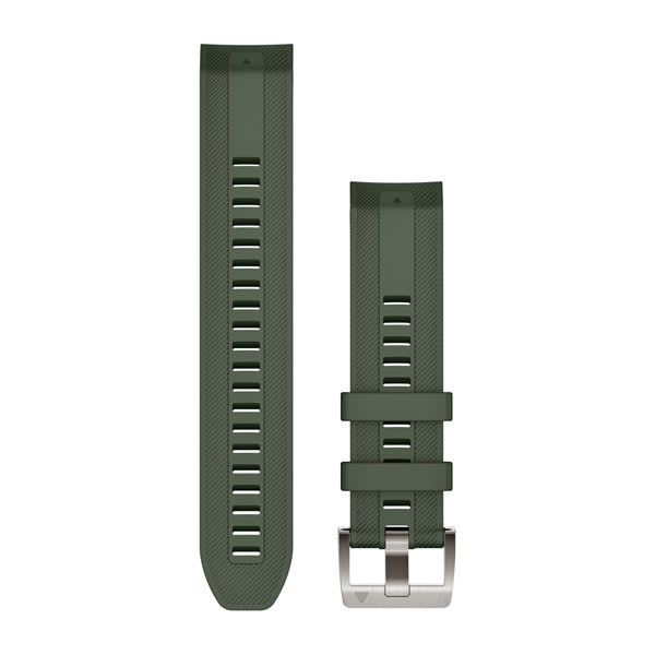 QuickFit® 22 Watch Bands - Pine Green Silicone with Silver Hardware - 232 mm