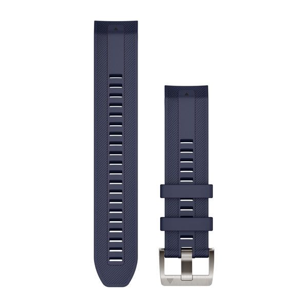 QuickFit® 22 Watch Bands - Navy Blue Silicone with Silver Hardware - 232 mm