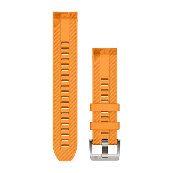 QuickFit® 22 Watch Bands - Spark Orange Silicone with Silver Hardware - 232 mm