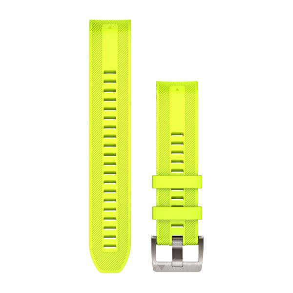 QuickFit® 22 Watch Bands - Amp Yellow Silicone with Silver Hardware - 232 mm