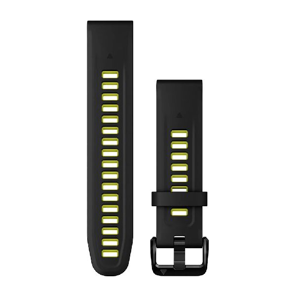 QuickFit® 20 Watch Bands - Black/Electric Lime Silicone with Black Hardware - 194 mm