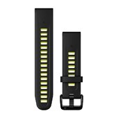 Bracelets de montre QuickFit® 20 - Silicone Noir/Lime Électrique avec Fermeture Noir - 194 mm