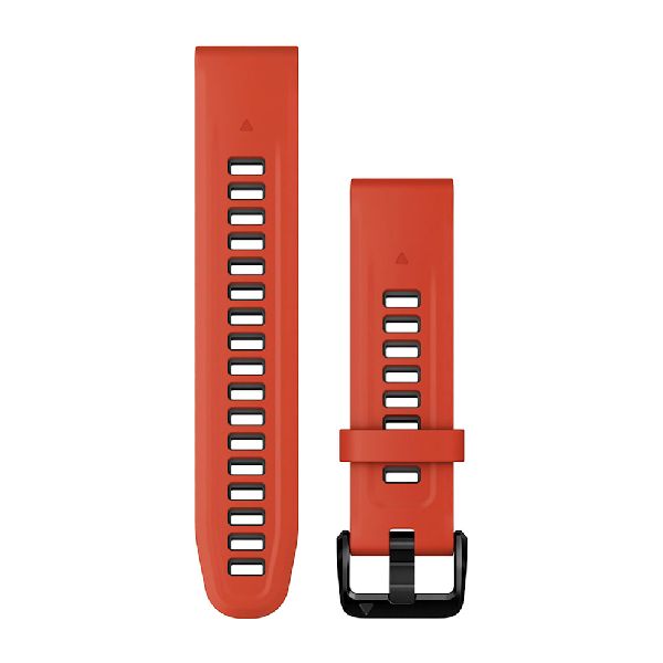 QuickFit® 20 Watch Bands - Flame Red/Graphite Silicone with Black Hardware - 194 mm