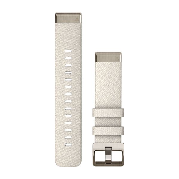QuickFit® 20 Watch Bands - Cream Heathered Nylon with Soft Gold Hardware - 194 mm