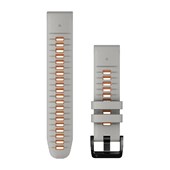 Bracelets de montre QuickFit® 22 - Silicone Gris brouillard/Orange braise avec Fermeture Noir-219mm
