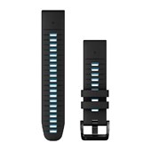Bracelets de montre QuickFit® 22 - Silicone Noir/Bleu céruléen avec Fermeture Noir - 219 mm