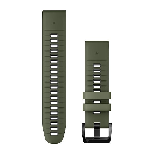 QuickFit® 22 Watch Bands - Moss/Graphite Silicone with Black Hardware - 219 mm