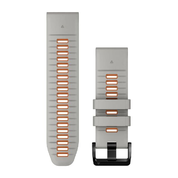 QuickFit® 26 Watch Bands - Fog Gray/Ember Orange Silicone with Black Hardware - 219 mm