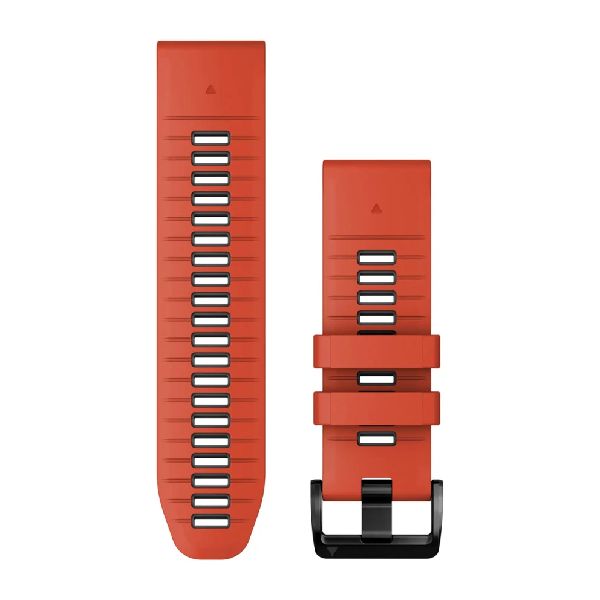 QuickFit® 26 Watch Bands - Flame Red/Graphite Silicone with Black Hardware - 219 mm