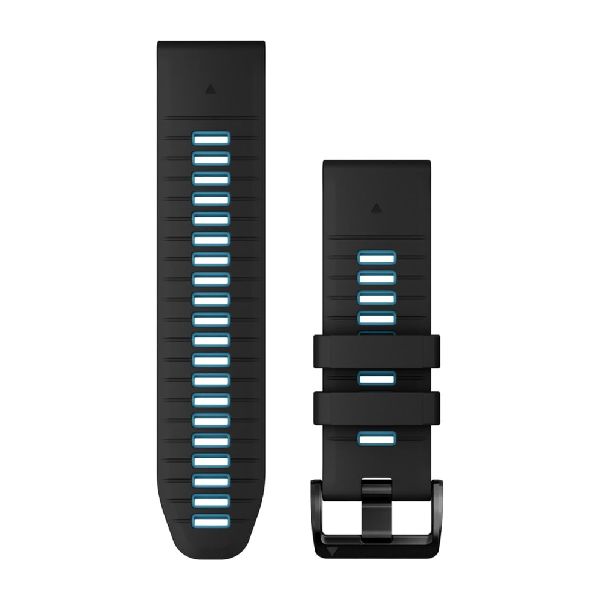 QuickFit® 26 Watch Bands - Black/Cirrus Blue Silicone with Black Hardware - 219 mm