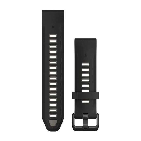 QuickFit® 20 Watch Bands - Black/Pebble Gray Silicone with Black Hardware - 194 mm