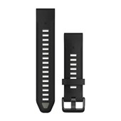Bracelets de montre QuickFit® 20 - Silicone Noir/Gris Galet avec Fermeture Noir - 194 mm