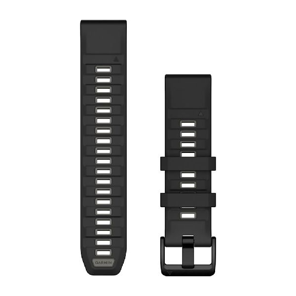 QuickFit® 22 Watch Bands - Black/Pebble Gray Silicone with Black Hardware - 219 mm