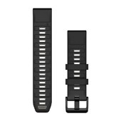 Bracelets de montre QuickFit® 22 - Silicone Noir/Gris Galet avec Fermeture Noir - 219 mm