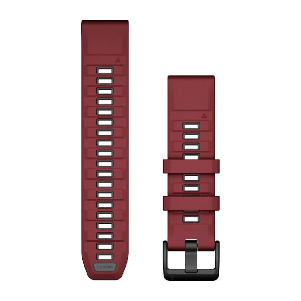 QuickFit® 22 Watch Bands - Marsala/Graphite Silicone with Black Hardware - 219 mm