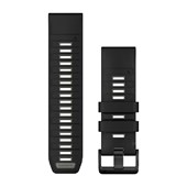 Bracelets de montre QuickFit® 26 - Silicone Noir/Gris Galet avec Fermeture Noir - 219 mm
