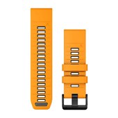 Bracelets de montre QuickFit® 26 - Silicone Orange étincelante/Graphite avec Fermeture Noir - 219mm