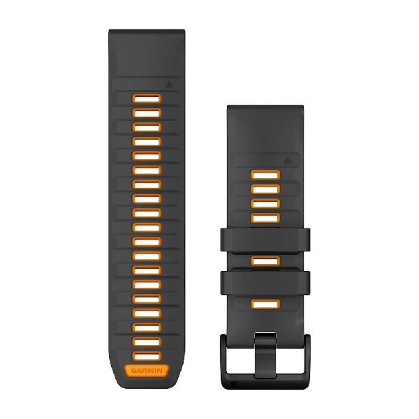 QuickFit® 26 Watch Bands - Graphite/Spark Orange with Black Hardware - 219 mm
