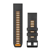 Bracelets de montre QuickFit® 26 - Silicone Graphite/Orange étincelante avec Fermeture Noir - 219mm