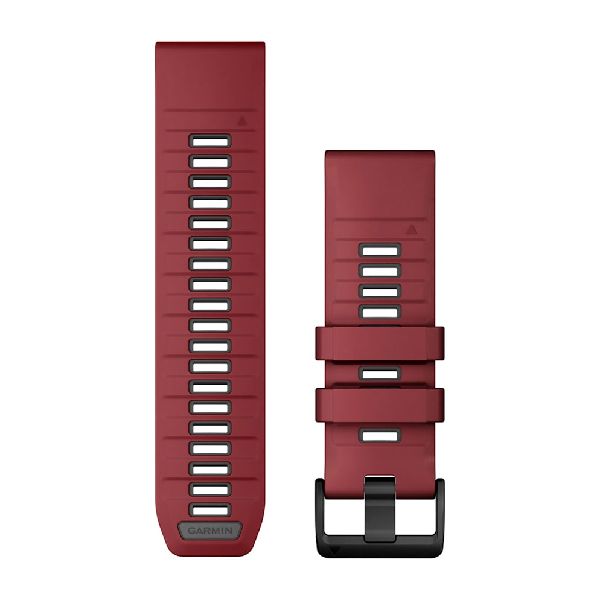 QuickFit® 26 Watch Bands - Marsala/Graphite Silicone with Black Hardware - 219 mm
