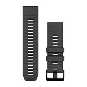 Bracelets de montre QuickFit® 26 - Silicone Graphite avec Fermeture Noir - 219 mm