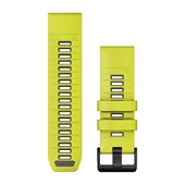 Bracelets de montre QuickFit® 26 - Silicone Ampli jaune/Graphite avec Fermeture Noir - 219 mm