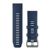 Bracelets de montre QuickFit® 26 - Silicone Bleu Captain avec Fermeture Argent - 219 mm