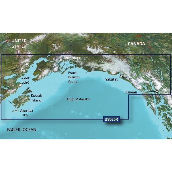 BlueChart® g3 Vision - Cartes États-Unis, de l'Alaska,d'Anchorage à Juneau- VUS025R