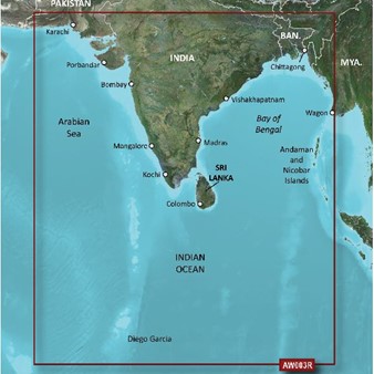 BlueChart® g3 Vision - Cartes côtières du sous-continent indien - VAW003R
