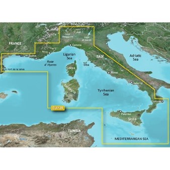 BlueChart® g3 - Mediterranean Sea, Central and West Charts  - HXEU012R