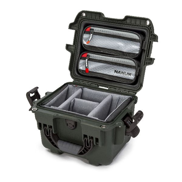 Mallette Nanuk 908 Olive avec Fermoirs TSA PowerClaw,Bande Séparatrice et Organisateur de Couvercle