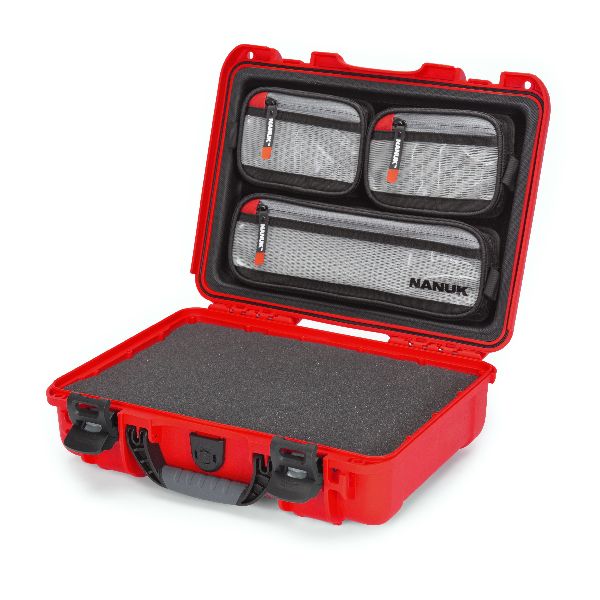 Mallette Nanuk 910 Rouge avec Mousse Cubique et Organisateur de Couvercle