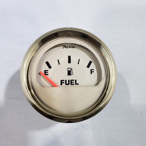 Faria Fuel Gauge 2" Gold Trim, Beige Back, Flated Glass