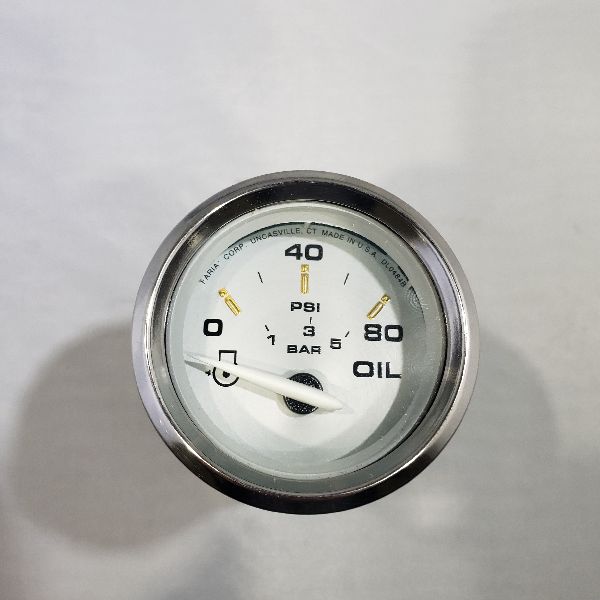 Jauge Pression Oil Faria 2" Contour Argent, Fond Argent, Verre Plat
