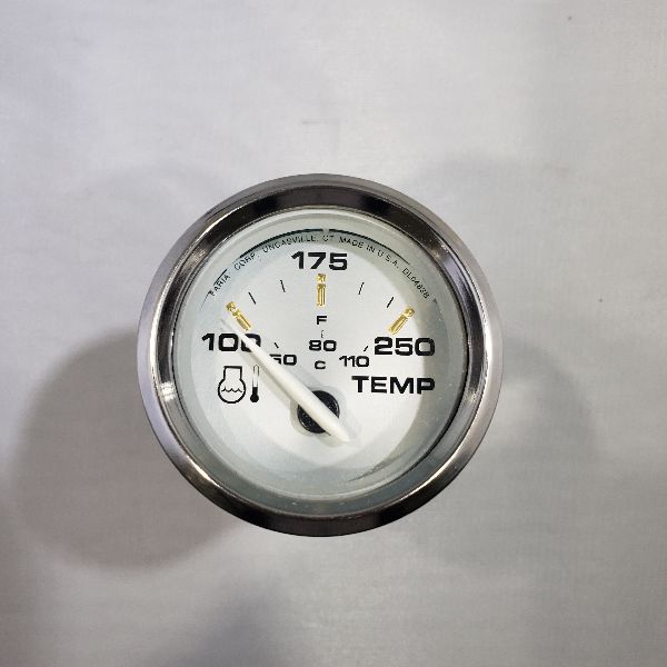 Faria Oil Temperature Gauge 2" Silver Trim, Silver Back, Flat Glass