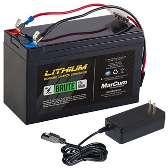 Lithium 12V 10AH LiFePO4 Brute Battery and 3amp Charger Kit