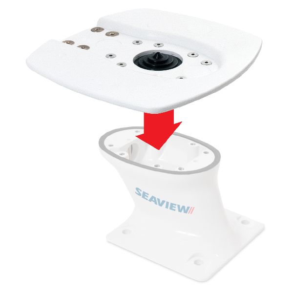 5" mast kit, aft lean, 7x7 base plate, white for Garmin dome