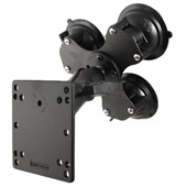 RAM Triple Suction Cup Mount with Short Double Socket Arm & 2/2.5" Round Bases AMPs Hole Pattern
