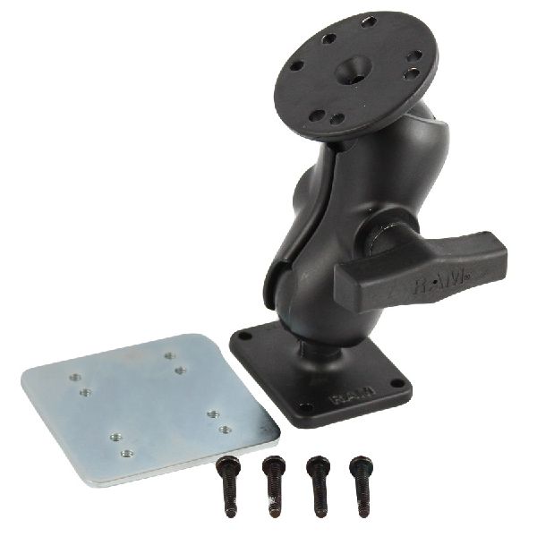 RAM 1.5" Ball Mount with Short Length Double Socket Arm, 2.5" Round Base, 2 x 2.5" Rectangular Base