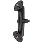 1" Ball Mount with Long Double Socket Arm & 2/Round Bases (1/4-20 Male Threaded Post)
