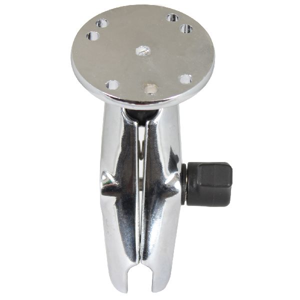 Chrome Double Socket Arm with Round Plate - Medium Arm