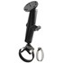 Strap Clamp Roll Bar with LONG Length Double Socket Arm & 2.5" Round Base that contains the AMPs Ho