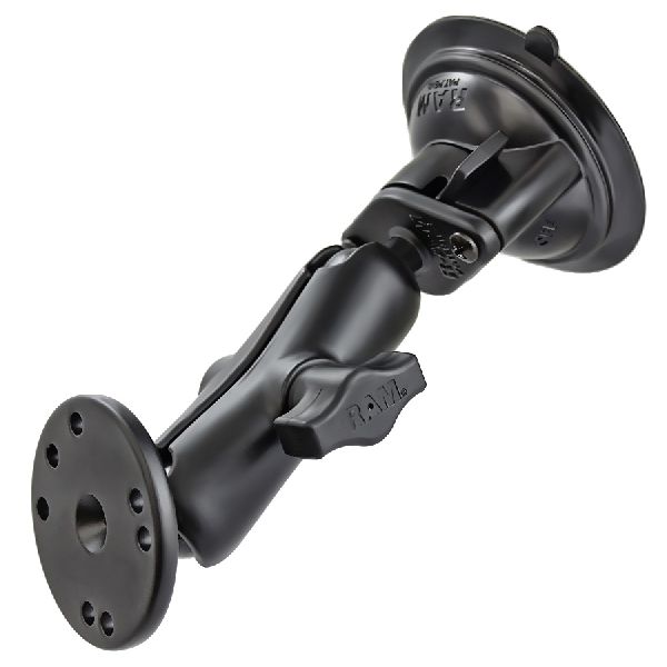 Twist-Lock™ Suction Cup Double Ball Mount with Round Plate - Medium