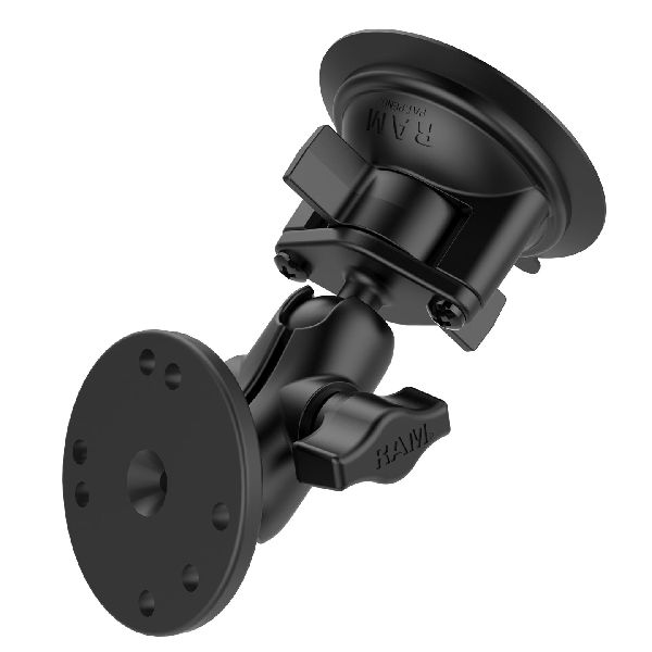 Twist-Lock™ Suction Cup Double Ball Mount with Round Plate - Short