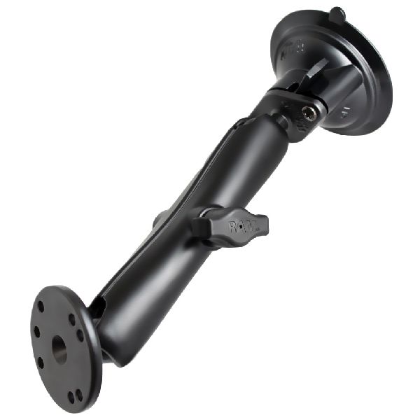 Twist-Lock™ Suction Cup Double Ball Mount with Round Plate - Long