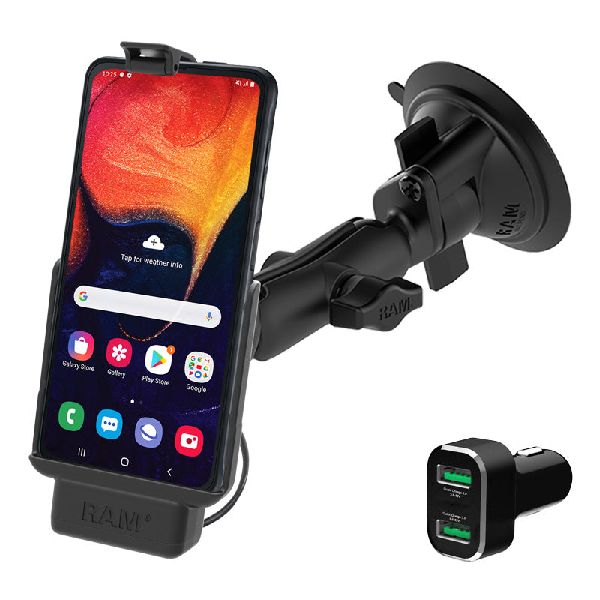 Powered Suction Cup Mount for Samsung XCover Pro with Charger